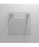 Transparent Plexiglass heart-shaped wall hook.