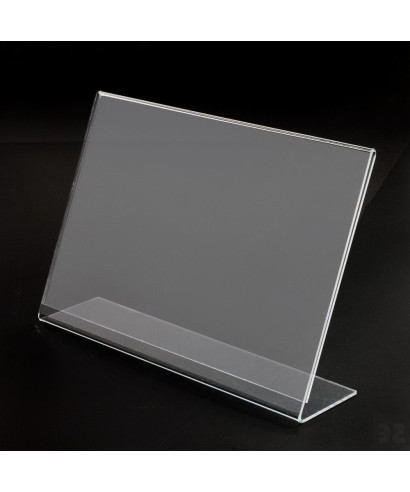 Tasca a L porta avvisi monofacciale in plexiglass A4 orizzontale.