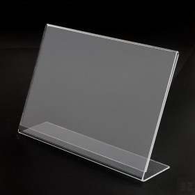 Tasca a L porta avvisi monofacciale in plexiglass A4 orizzontale.