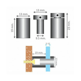Marco de 40 cm con paneles de metacrilato y distanciadores.