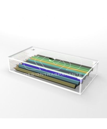 Caja contenedora de metacrilato transparente de 30x20 varias alturas.