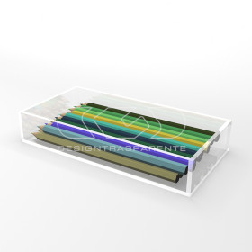 Transparent acrylic container box 30x20 cm in various heights.