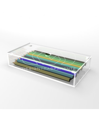 Transparent acrylic container box 15x10 cm in various heights.