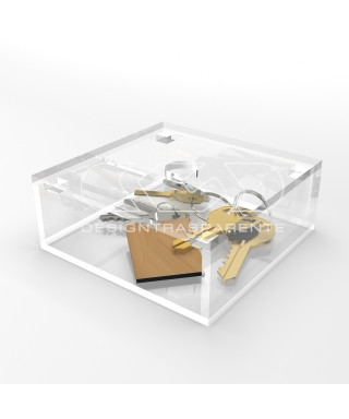 Caja contenedora de metacrilato transparente de 15x15 varias alturas.