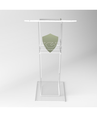 Atril con impresión podium metacrilato transparente modelo económico.
