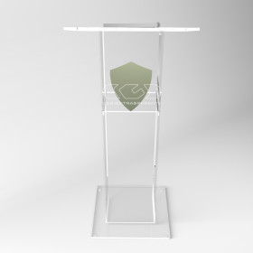Atril con impresión podium metacrilato transparente modelo económico.