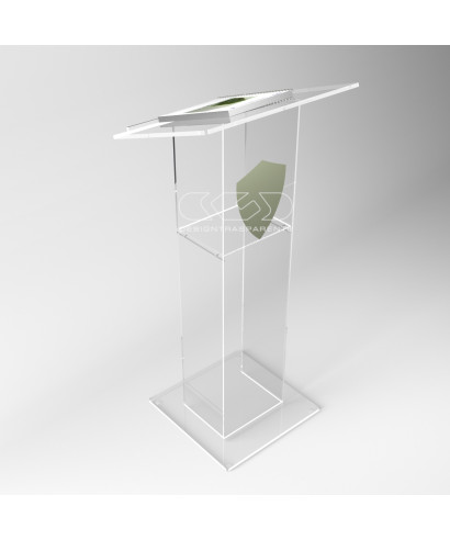 Atril con impresión podium metacrilato transparente modelo económico.