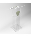 Atril con impresión podium metacrilato transparente modelo económico.