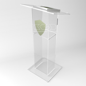 Atril con impresión podium metacrilato transparente modelo económico.