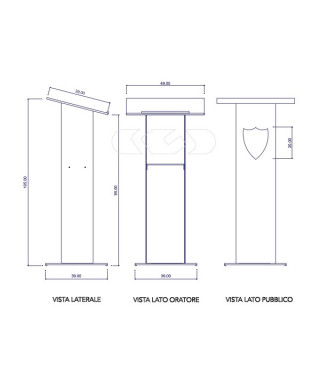 Acrylic lectern with print, plexiglass floor podium economic model.