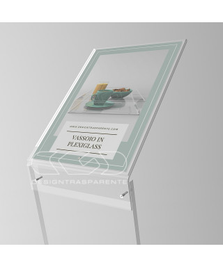 Atril para menús y avisos en metacrilato transparente para A4 vertical