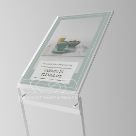 Atril para menús y avisos en metacrilato transparente para A4 vertical