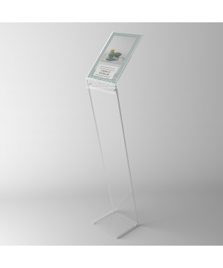 Atril para menús y avisos en metacrilato transparente para A4 vertical