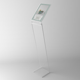 Atril para menús y avisos en metacrilato transparente para A4 vertical