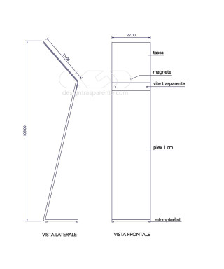 Atril para menús y avisos en metacrilato transparente para A4 vertical