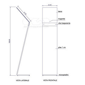 Atril para menús y avisos en metacrilato transparente para A4 vertical