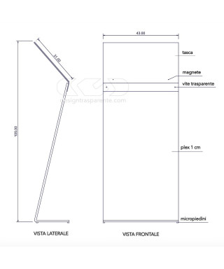Atril para menús avisos en metacrilato transparente para A3 horizontal