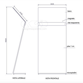Atril para menús avisos en metacrilato transparente para A3 horizontal