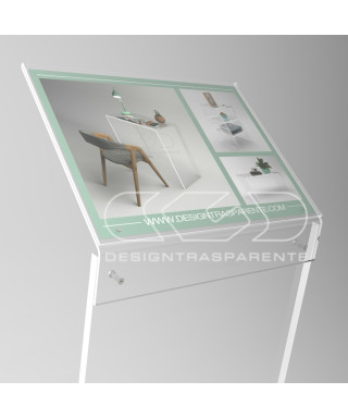 Atril para menús avisos en metacrilato transparente para A4 horizontal