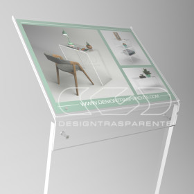 Atril para menús avisos en metacrilato transparente para A4 horizontal