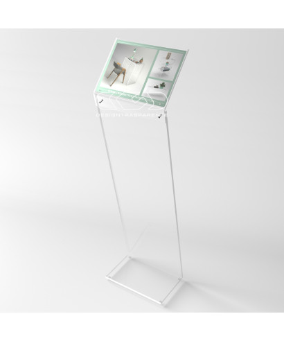 Atril para menús avisos en metacrilato transparente para A4 horizontal