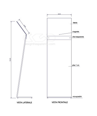 Atril para menús avisos en metacrilato transparente para A4 horizontal