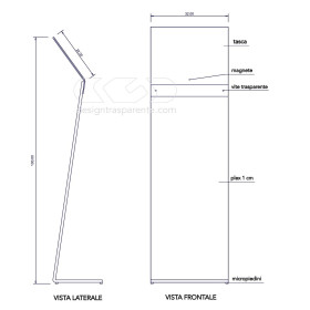 Atril para menús avisos en metacrilato transparente para A4 horizontal