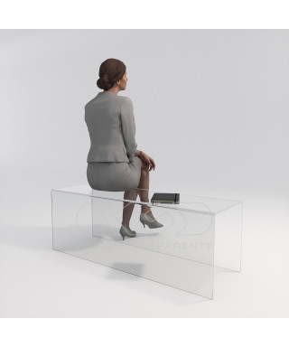 Panca cm 50 in plexiglass trasparente alta qualità interni ed esterni