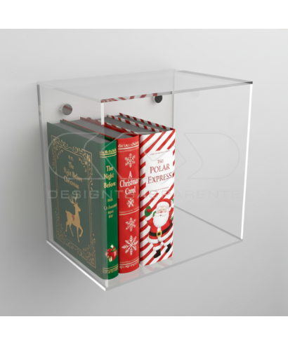 Cube shelf cm 15 in transparent acrylic wall display unit.