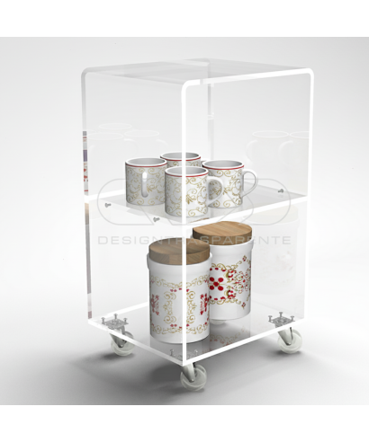 Carrello 50x30 mobiletto salvaspazio servitore in plexiglass.