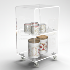 50x30 Transparent acrylic trolley cart for kitchen or bathroom.