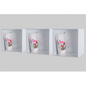 Cube shelf cm 20 acrylic Opal White plexiglass wall display unit.