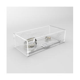 OFFERTA Scatola contenitore cm 25x10h15 in plexiglass trasparente.