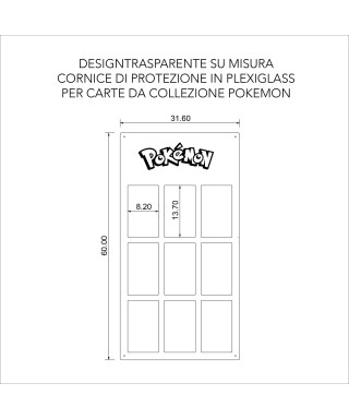 Cornice di protezione in plexiglass per carte da collezione Pokemon.