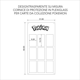 Cornice di protezione in plexiglass per carte da collezione Pokemon.