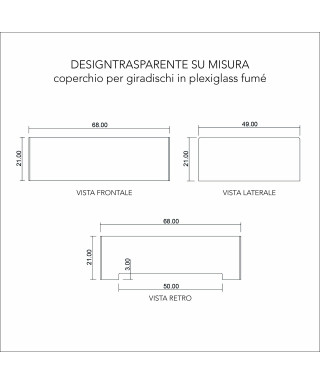 Coperchio per giradischi in plexiglas Fumé grigio su misura Carra.