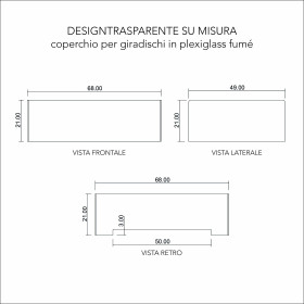Coperchio per giradischi in plexiglas Fumé grigio su misura Carra.