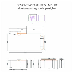 Allestimento negozio in plexiglass su misura come da disegno Nora Dora