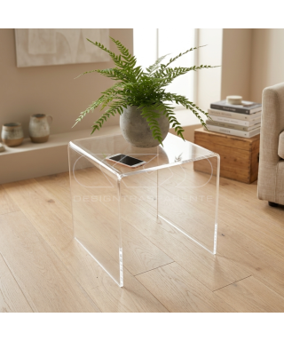 Mesa auxiliar cm 50 mesita baja de centro metacrilato transparente.