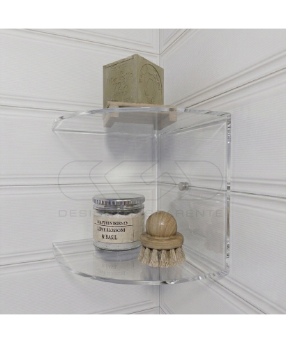 C-shelf cm15x15 for shower in clear acrylic double shelf corner model.