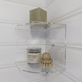 C-shelf cm15x15 for shower in clear acrylic double shelf corner model.