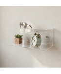 Floating bedside table 20x15cm double acrylic shelf C-shaped model.