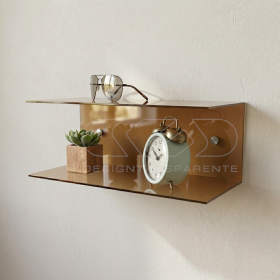 Mesita flotante 50x15 estante doble balda en metacrilato.