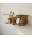 Floating bedside table 50x15cm double acrylic shelf C-shaped model.