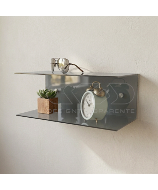 Mesita flotante 55x15 estante doble balda en metacrilato.