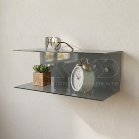 Mesita flotante 60x15 estante doble balda en metacrilato.