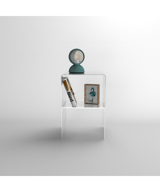 OFFERTA comodino 30x30H45 con ripiano in plexiglass trasparente.