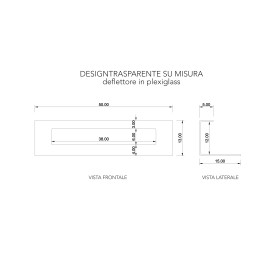 4 deflettori su misura in plexiglass trasparente come disegno PENTA.