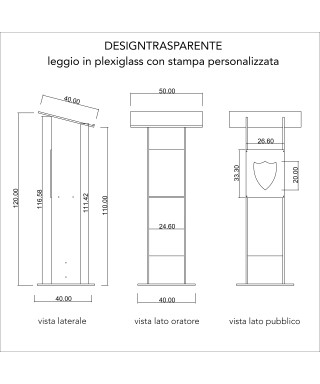 Atril con impresión podio de suelo desmontable de metacrilato.