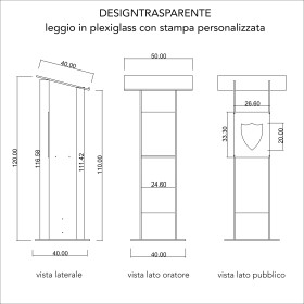 Atril con impresión podio de suelo desmontable de metacrilato.